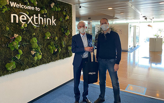 Le président de l'EPFL Martin Vetterli et Patrick Hertzog, cofondateur de Nexthink. © Nexthink 