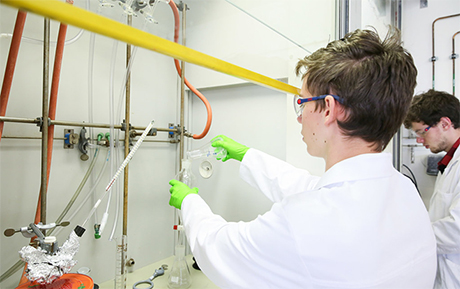 Lernende, die an der Laborschule des Instituts für Chemie und Ingenieurwissenschaften der EPFL ausgebildet werden, verbringen eineinhalb Jahre damit, ihre Labortechniken zu perfektionieren. (Image: EPFL/Alain Herzog) 
