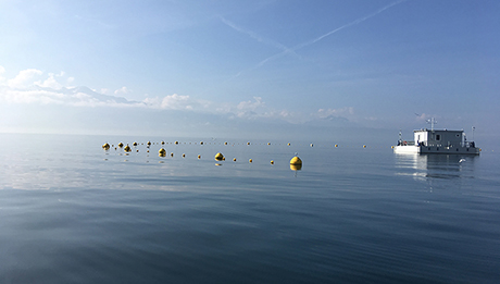 Die Versuchsplattform LéXPLORE wird für einen Zeitraum von 10 Jahren im Genfer See bei Pully installiert, wo die Wassertiefe 110 m beträgt. (Foto: Cary Troy) 