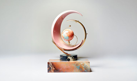 This image was created by the AI software Midjourney based on the prompt «sculpture of watch curvature of space-​time on a pedestal, hyperrealistic sculptures, pastel colours». (Bild: Sir Mary / Midjourney) 