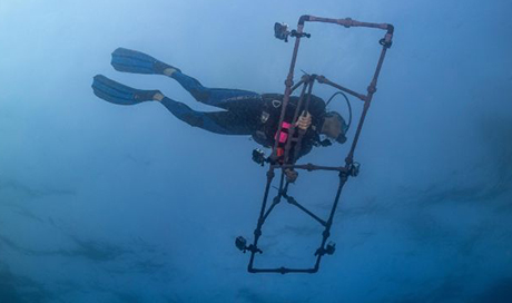Les caméras sont placées sur une structure permettant de prendre des données sur une large bande de coraux © 2024 Lukasz Warzecha © LWimages 